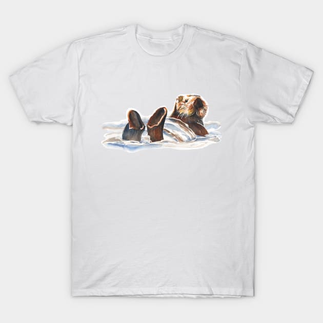 Seaotter - floating in Monterey Bay T-Shirt by kittyvdheuvel